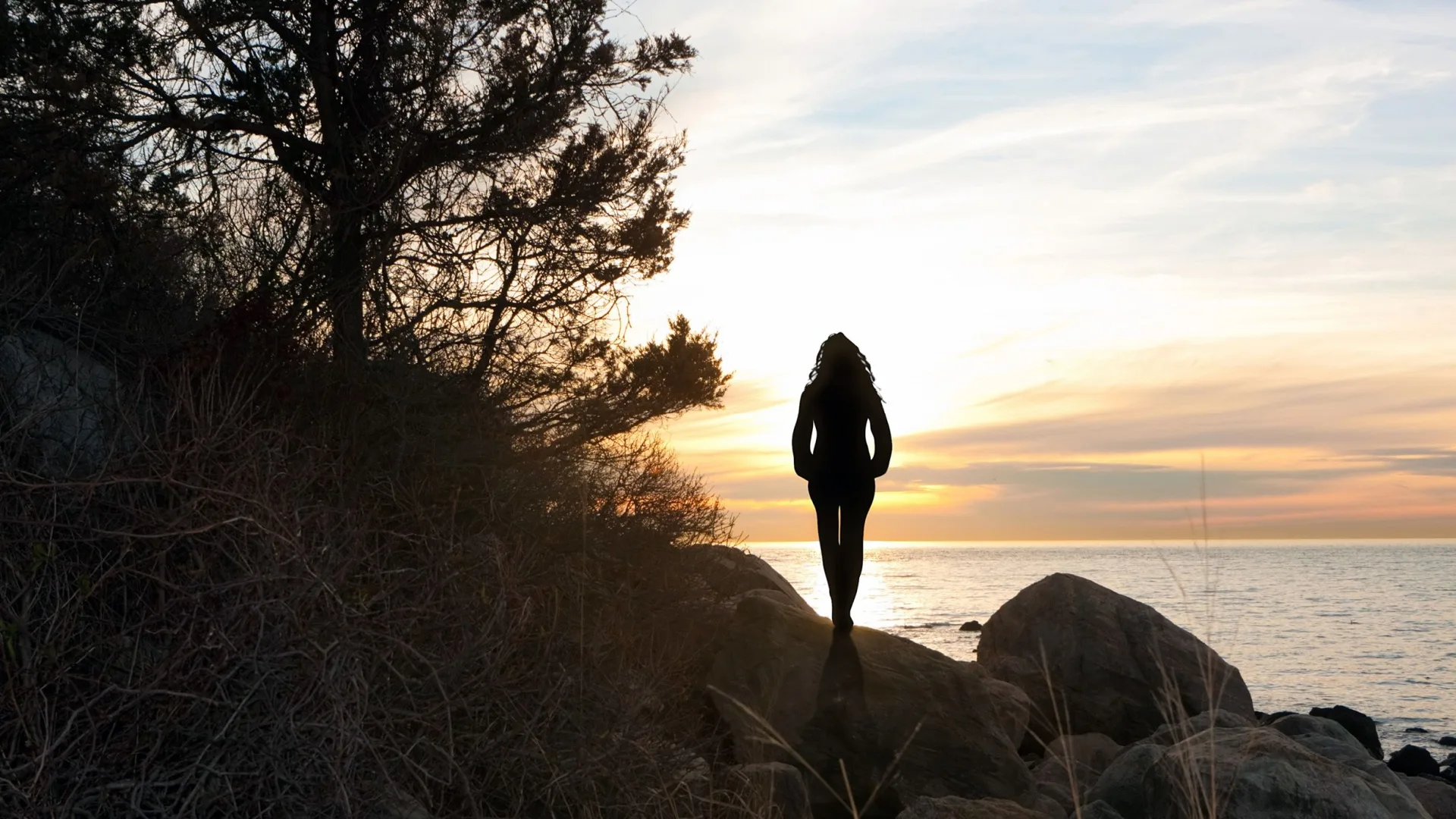 Silhouette einer gehenden Frau