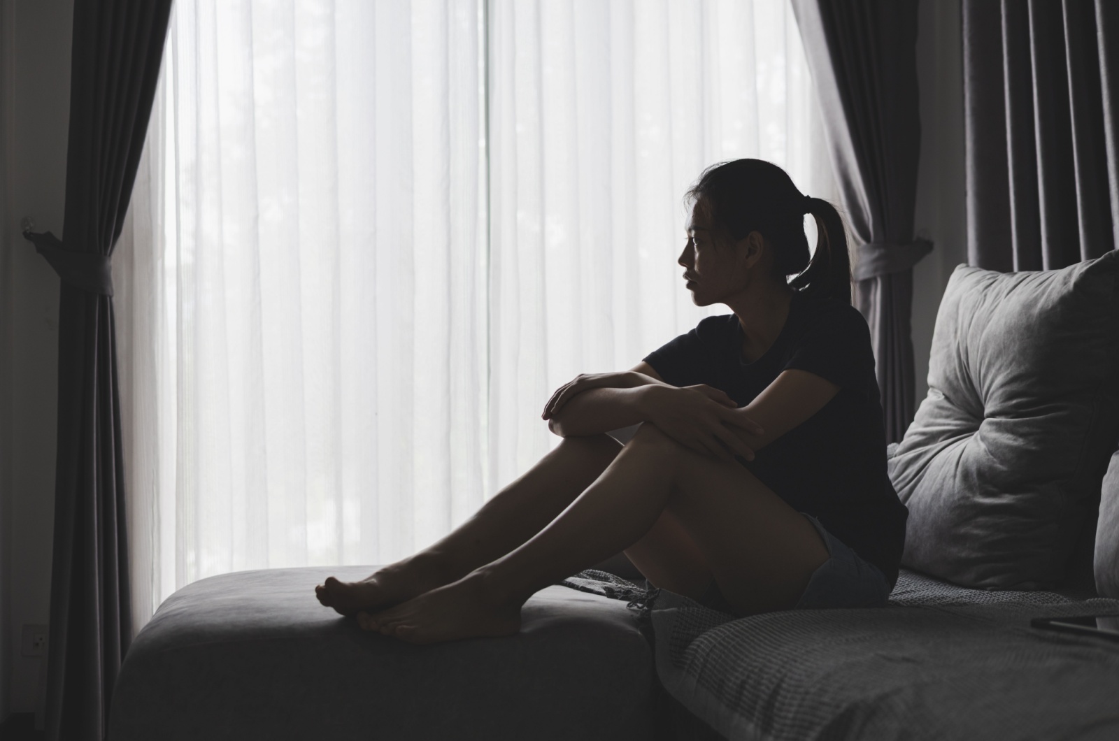 traurige und deprimierte Frau