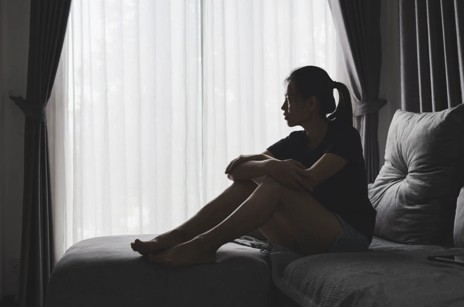 traurige und deprimierte Frau