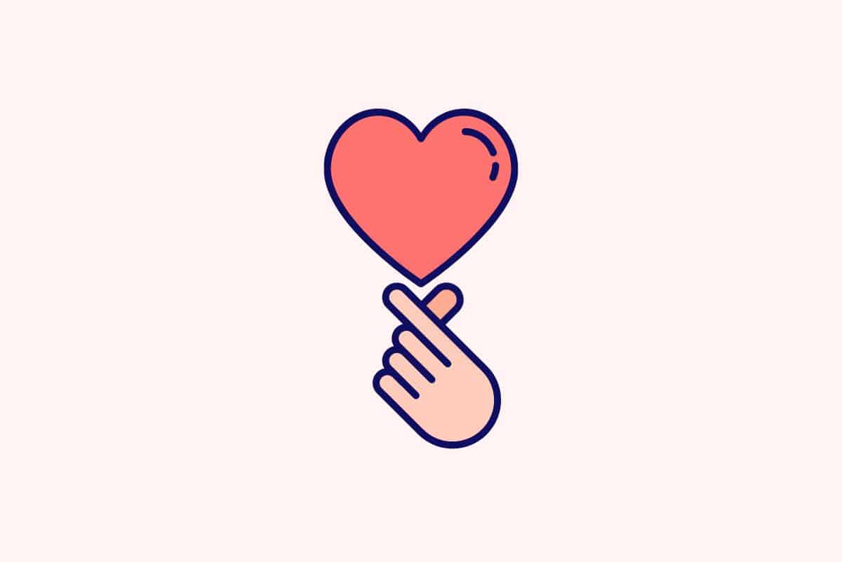 Zeichnung einer Hand, die ein Herz hält - visuelles Konzept des Verliebtseins