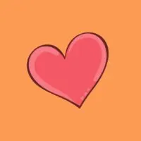 Zeichnung eines rosa Herzens auf orangefarbenem Hintergrund