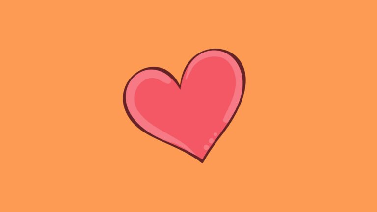 Zeichnung eines rosa Herzens auf orangefarbenem Hintergrund