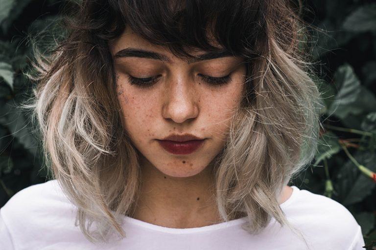 a woman looking down