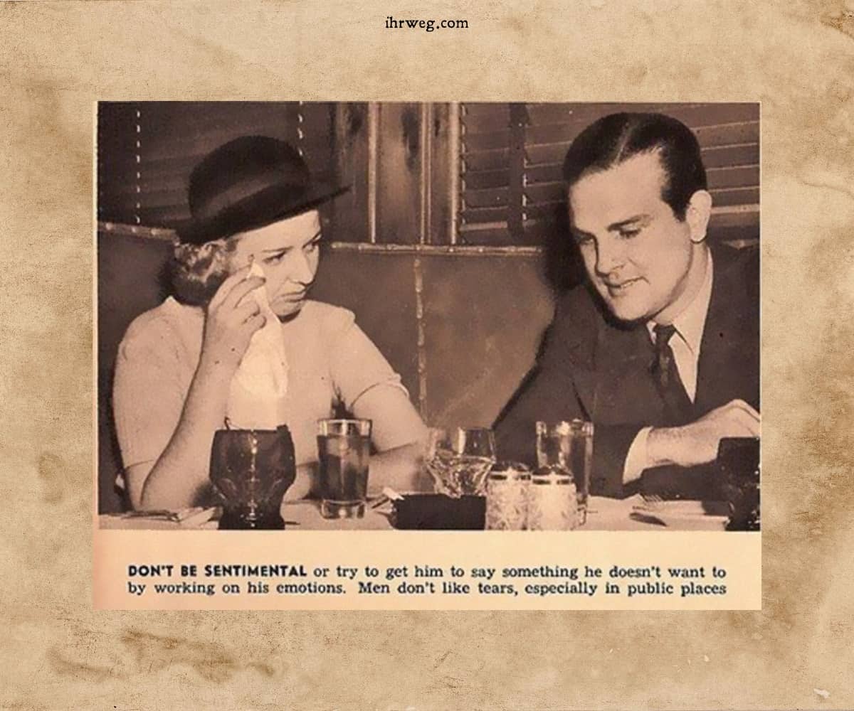 Dating-Tipp von 1938, der Frauen rät, nicht emotional zu sein
