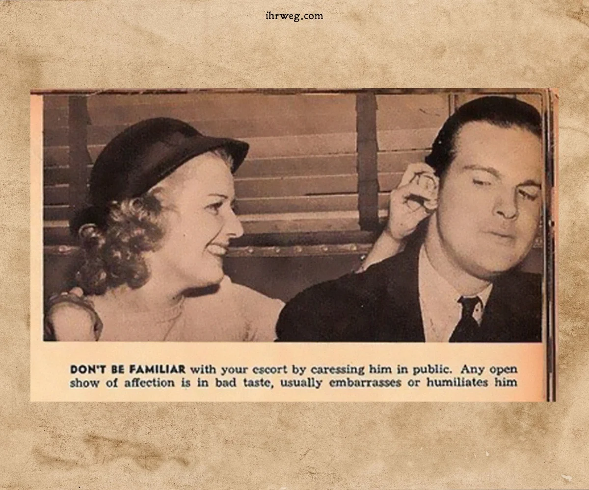 Dating-Tipp von 1938 rät Frauen, Zuneigung nicht öffentlich zu zeigen