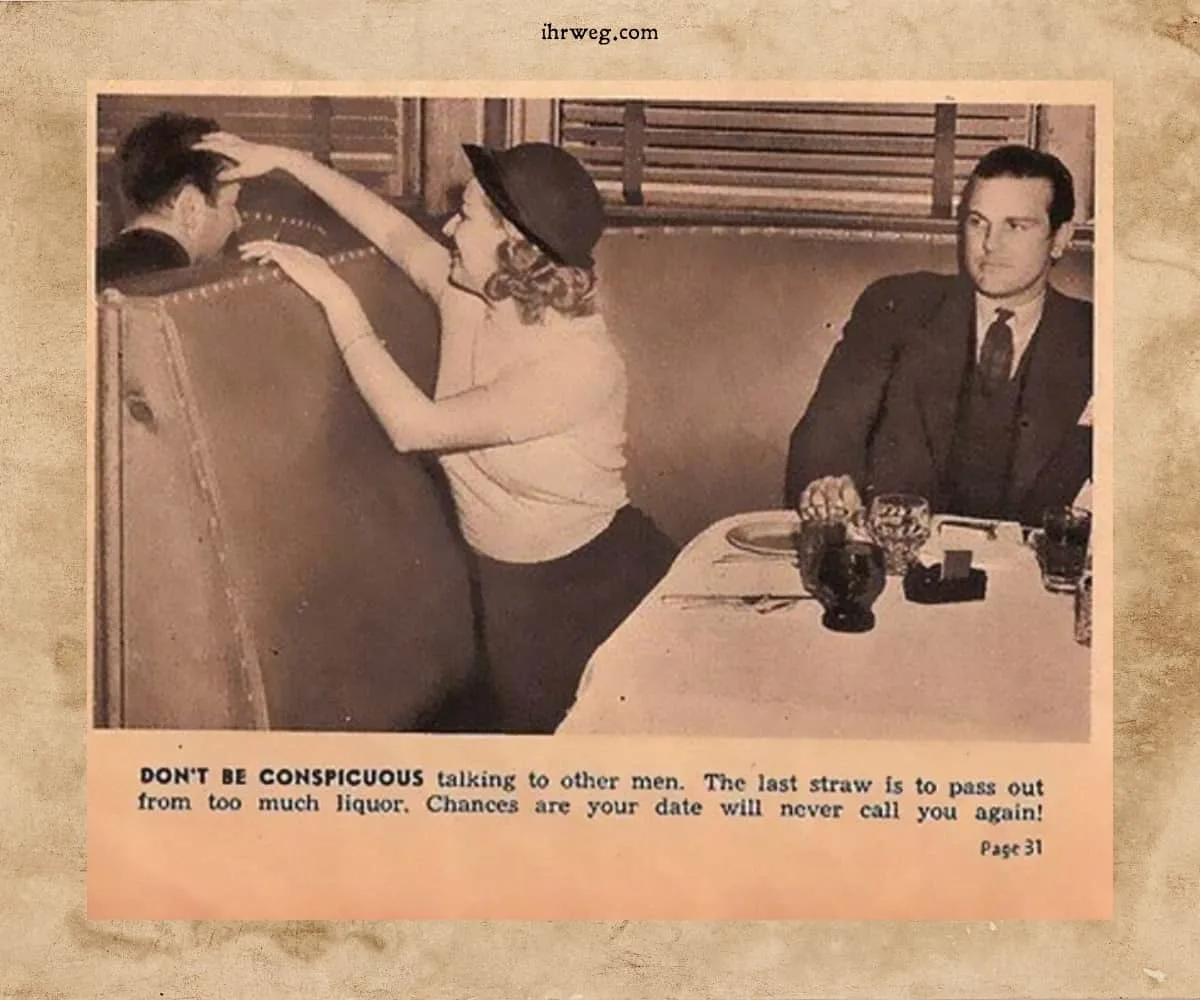 Dating-Tipp von 1938 rät Frauen, nicht durch Gespräche mit anderen Männern aufzufallen