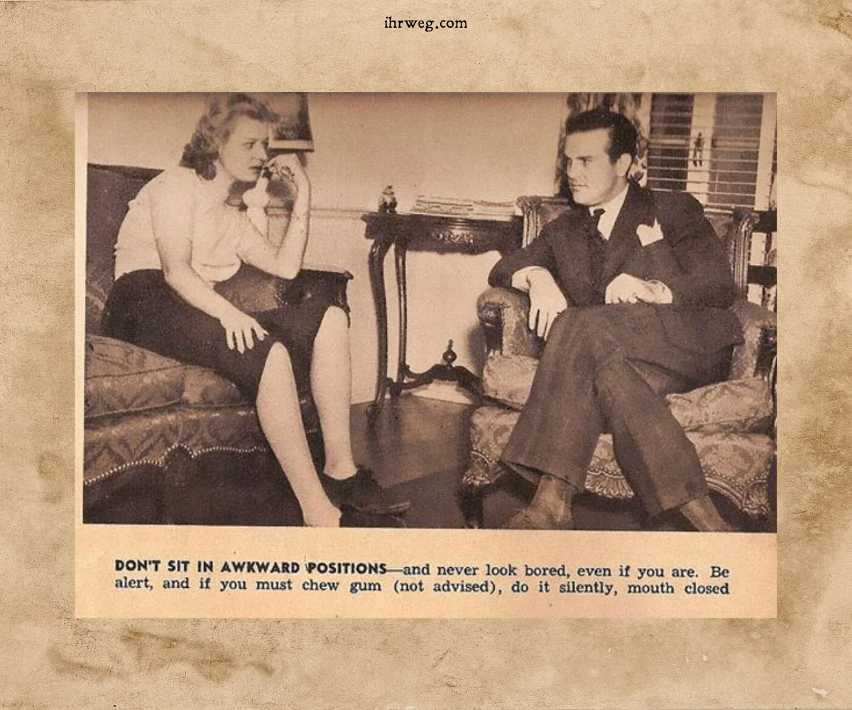 Dating-Tipp von 1938 rät davon ab, in ungünstigen Positionen zu sitzen