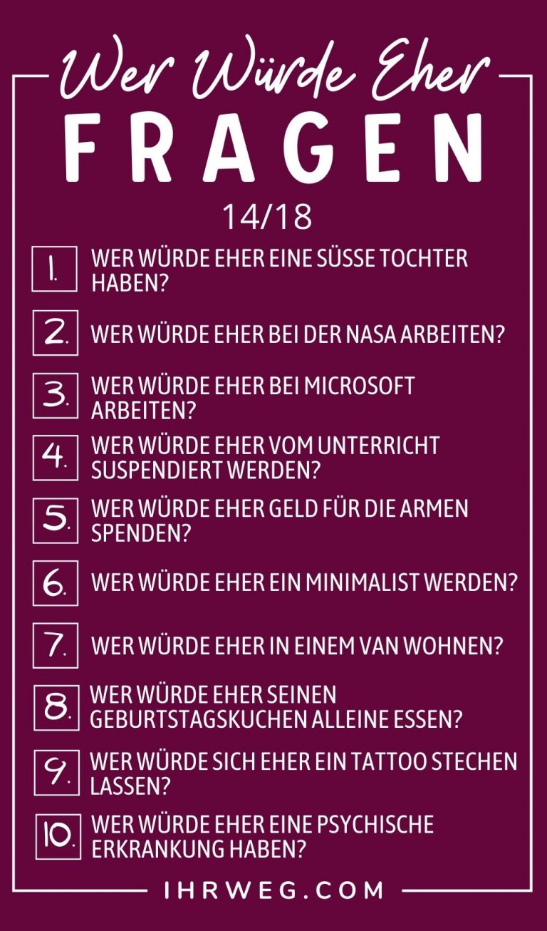 180+ Ungewöhnliche Und Lustige “Wer Würde Eher” Fragen