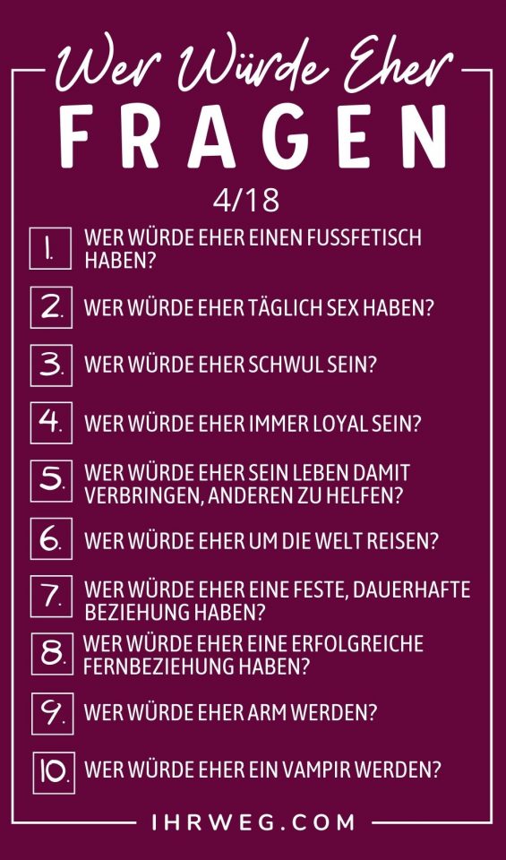 180+ Ungewöhnliche Und Lustige “Wer Würde Eher” Fragen