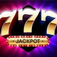 großer Gewinn-Jackpot mit dreifachen glücklichen Siebenen auf hellem Hintergrund, Casino-Glücksspiel-Banner, Vektorillustration