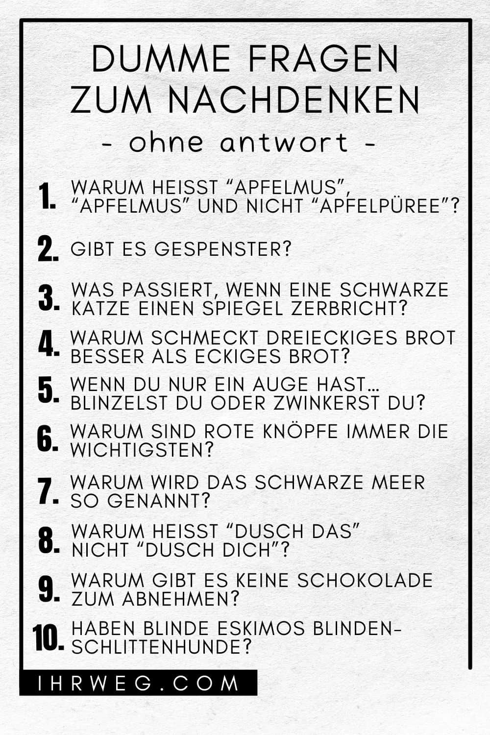dumme fragen zum nachdenken