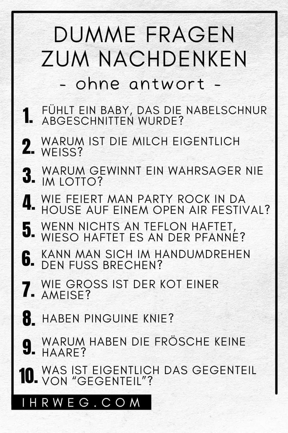 dumme fragen zum nachdenken