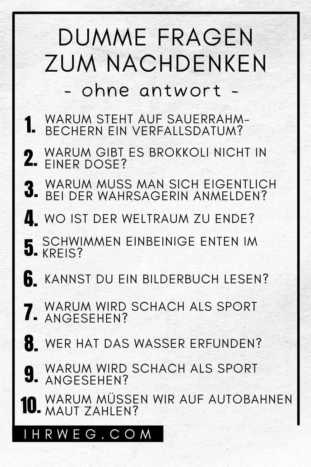 dumme fragen zum nachdenken