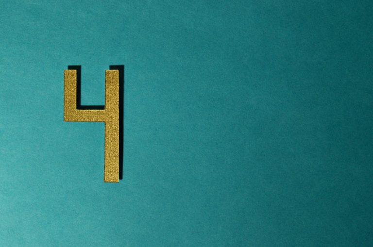 golden number 4 with blue background