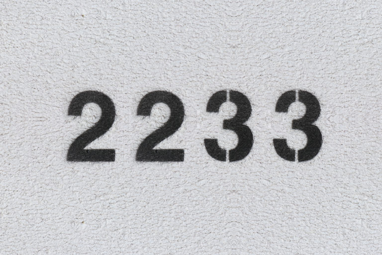 schwarze Zahl 2233 auf grauem Hintergrund