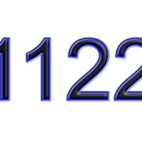 blaue Zahl 1122 auf weißem Hintergrund