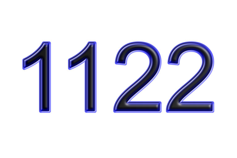 blaue Zahl 1122 auf weißem Hintergrund