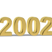 goldene Zahl 2002 auf weißem Hintergrund