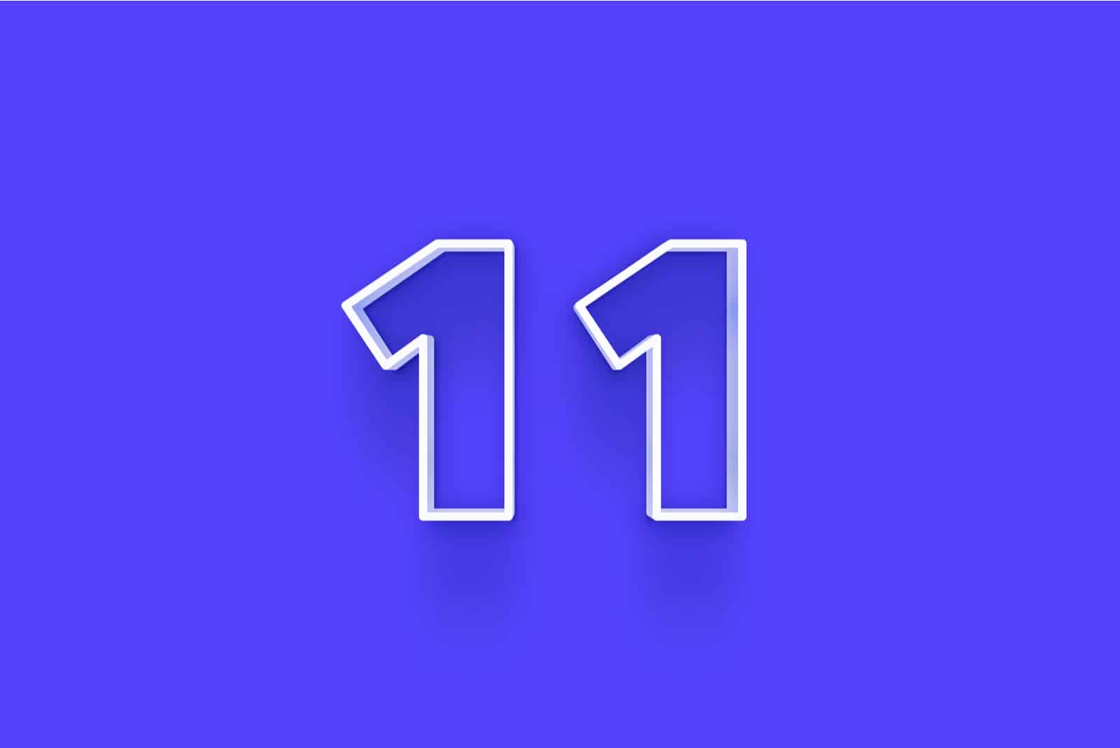 3d Nummer 11 isoliert auf blauem Hintergrund
