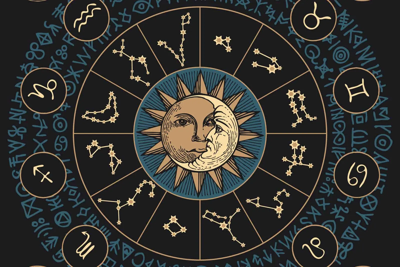 Hexen-Symbole Runen Mond