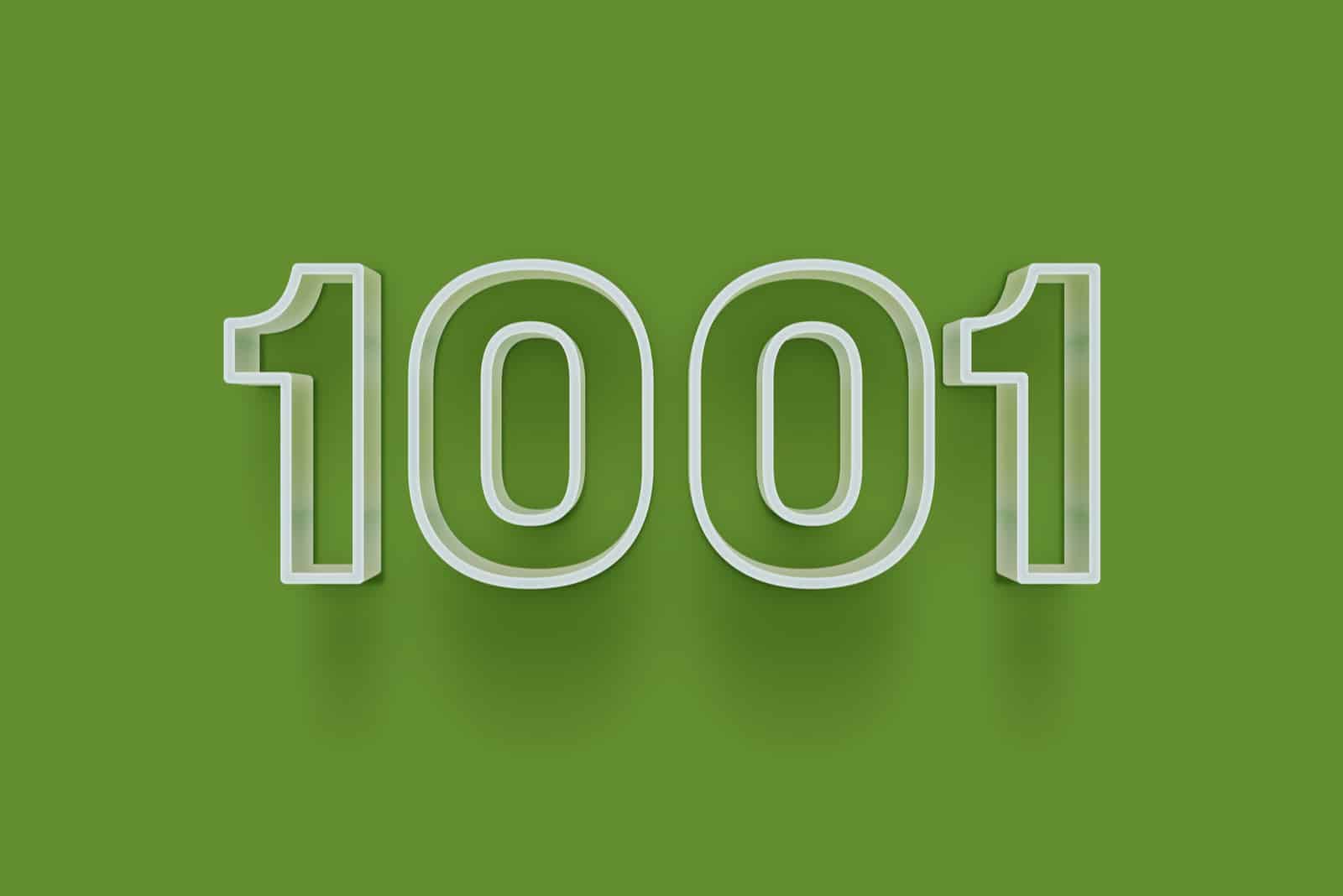 Nummer 1001 auf grünem Hintergrund