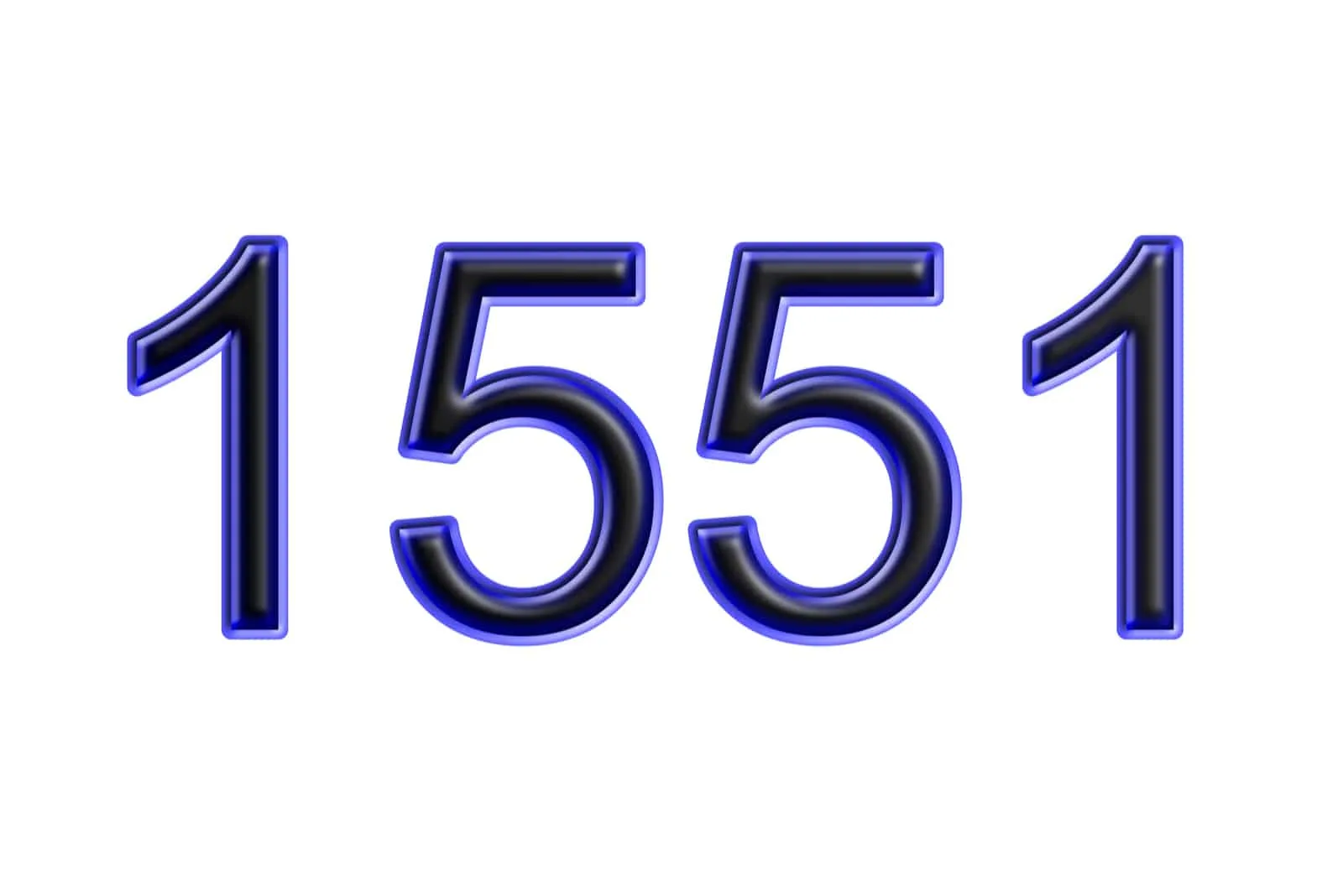 blaue Nummer 1551 auf weißem Hintergrund