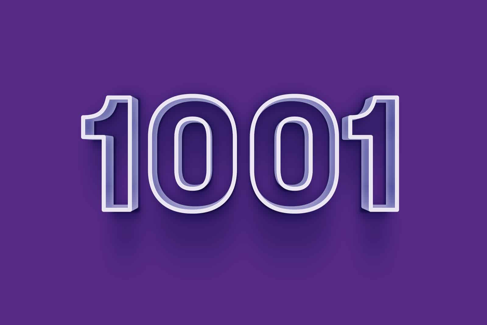 weiße Zahl 1001 auf lila Hintergrund