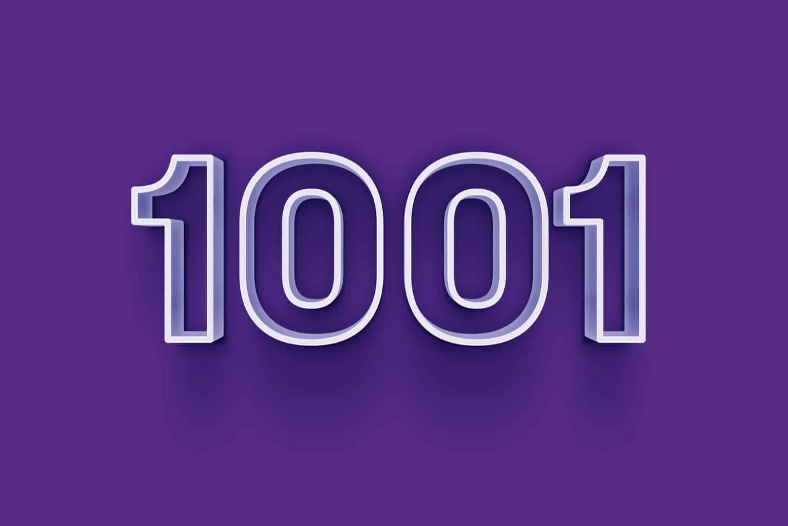 weiße Zahl 1001 auf lila Hintergrund