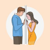Zeichnung eines Paares in einer Beziehungskrise