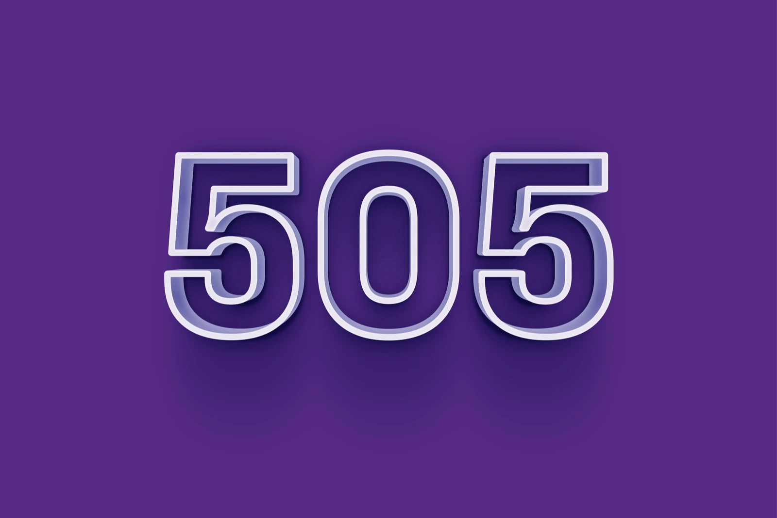 Die 3D-Nummer 505 ist auf einem violetten Hintergrund isoliert