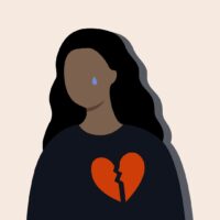 Zeichnung einer Frau, die sich selbst die Schuld an der Trennung gibt