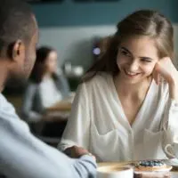 Mann und Frau bei einem Kaffee-Date