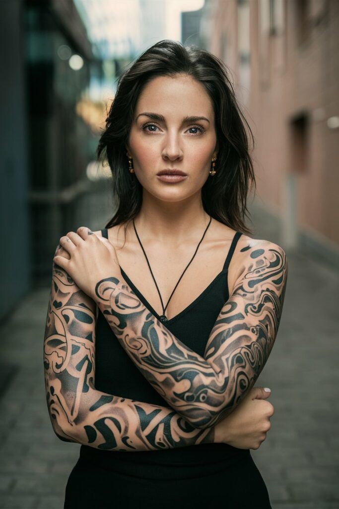 Abstrakte Stroemung – Full Sleeve Tattoo