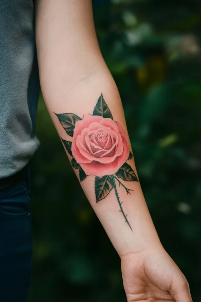 Arm-Tattoo in Rosenfarbe