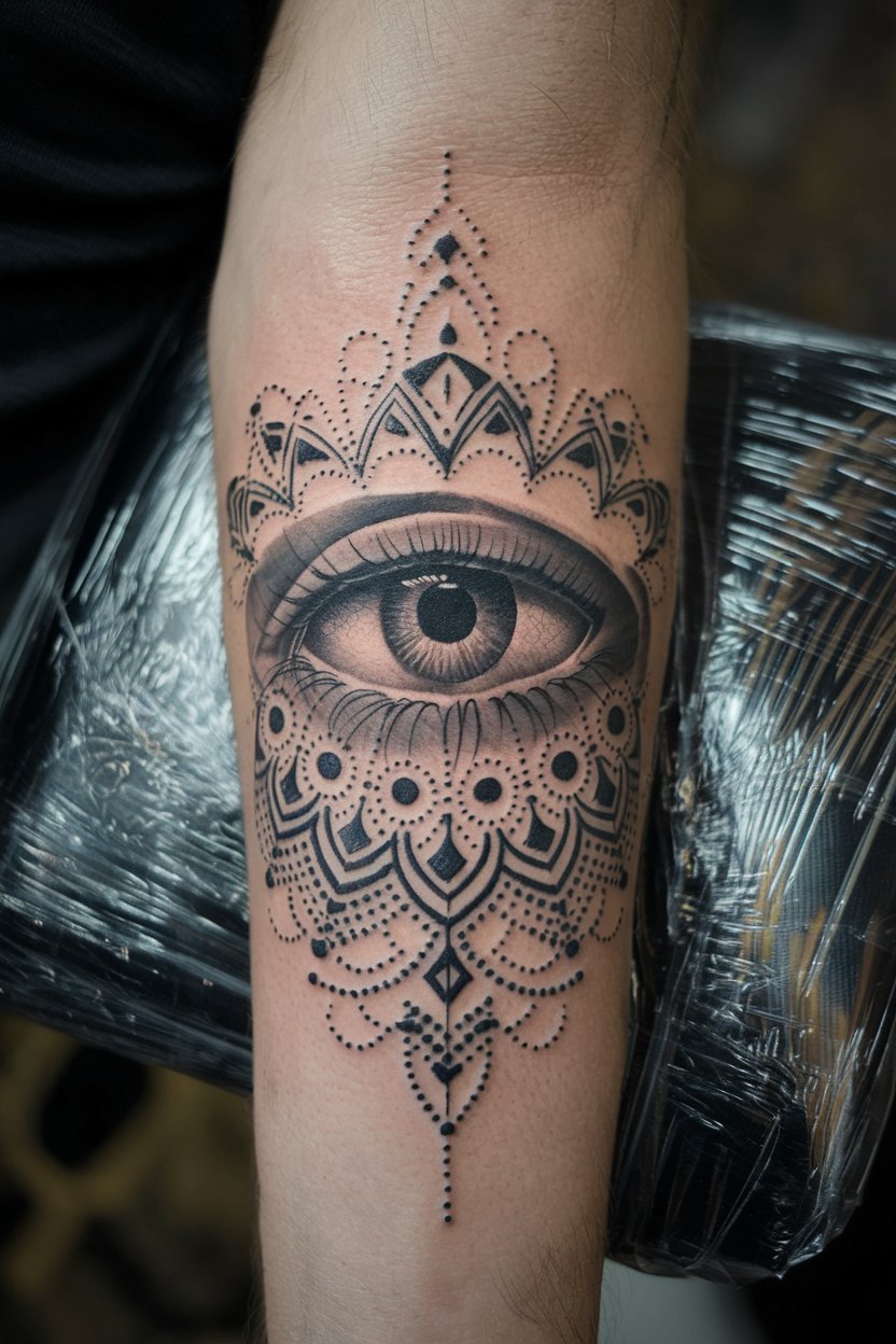 Atemberaubendes Auge Blackwork Tattoo