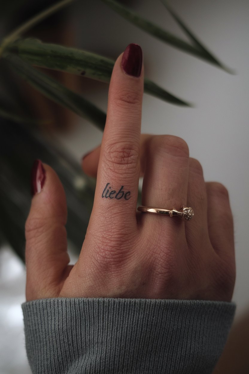 Ein Wort - ein Finger Tattoo  