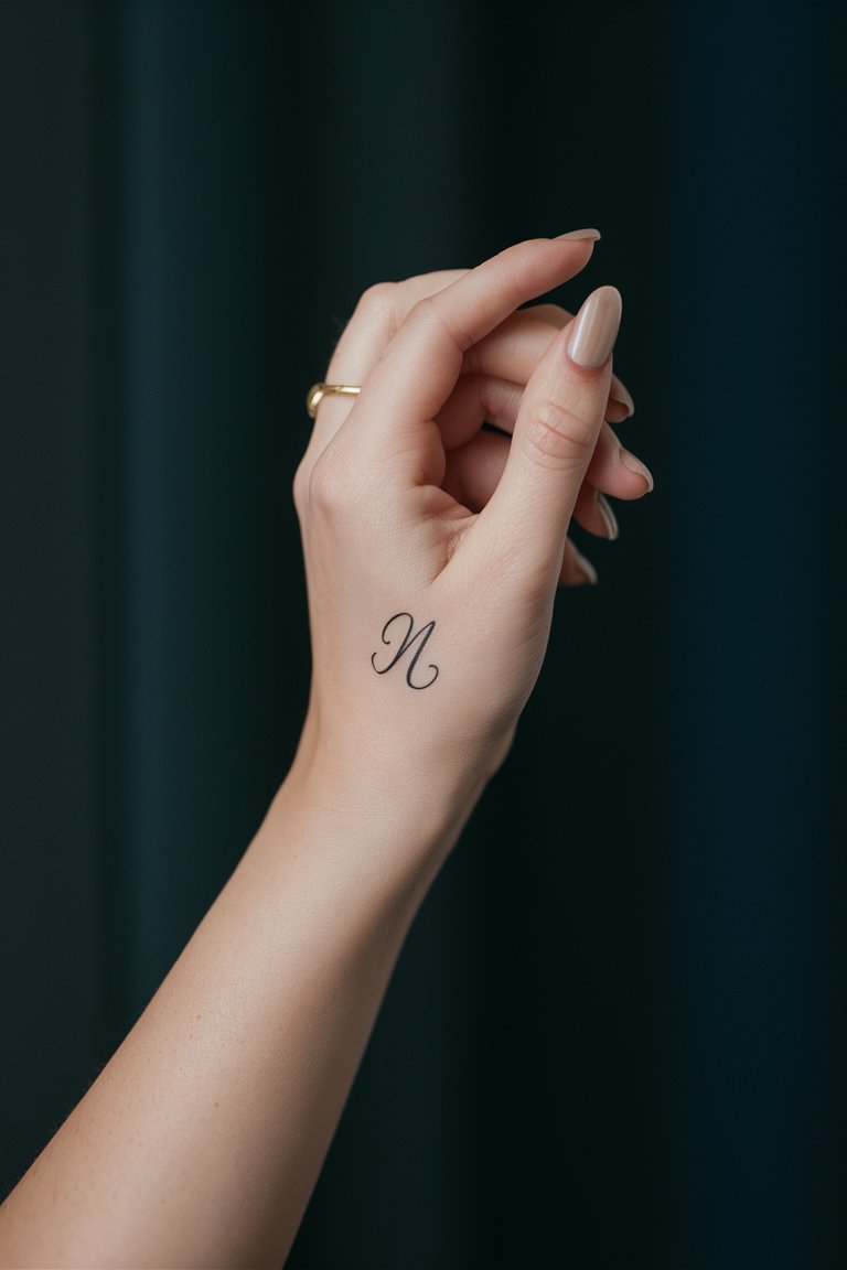 Einfaches Buchstaben-Hand-Tattoo