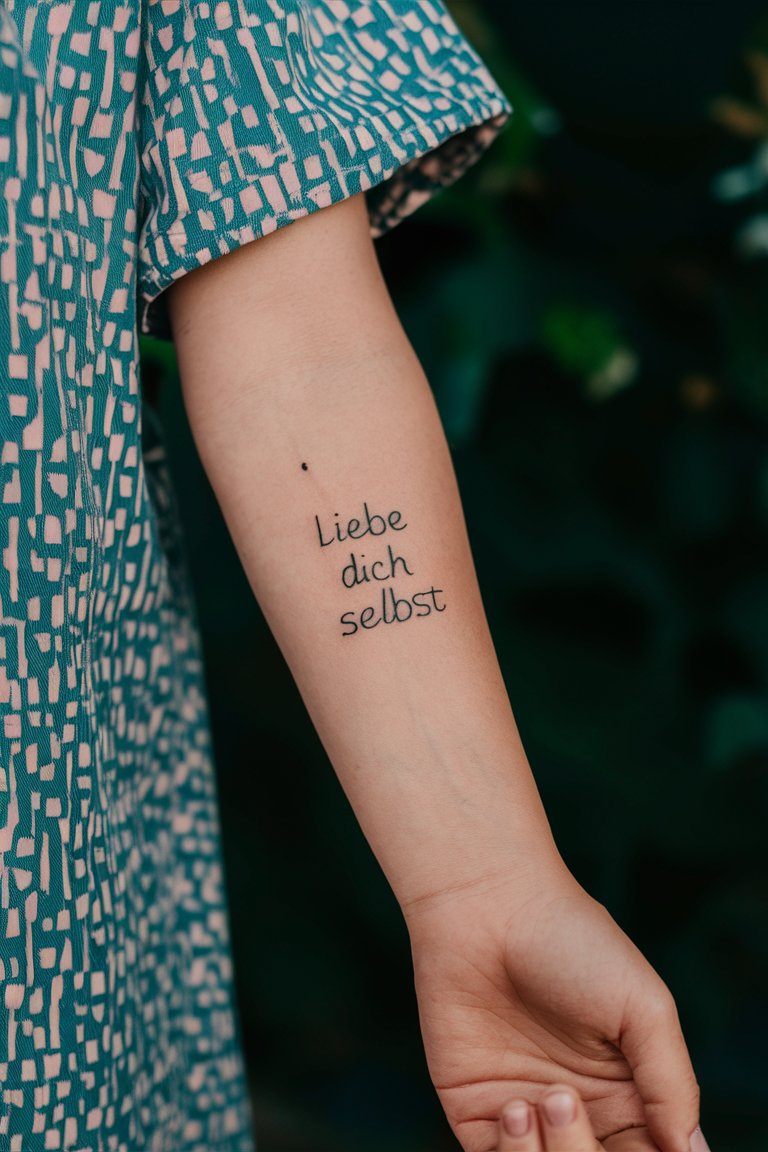 Einfaches selbstbewusstseinstaerkendes Unterarmtatto