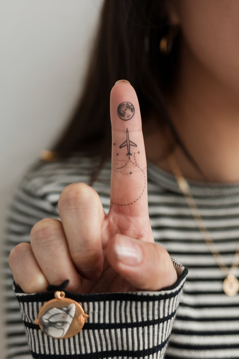 Finger-Tattoo fuer Reiseliebhaber  