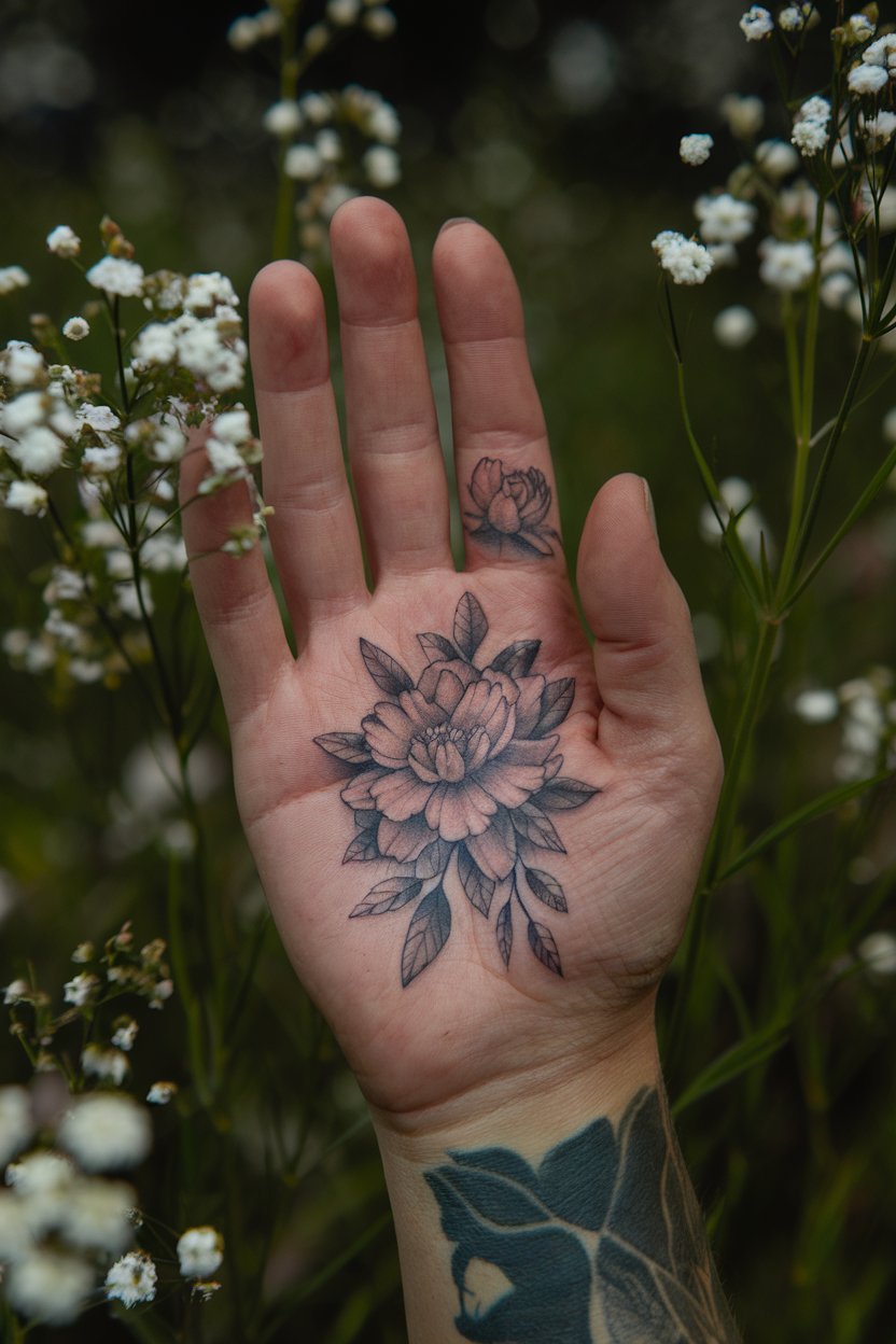 Finger- und Handflaechen-Tattoo  