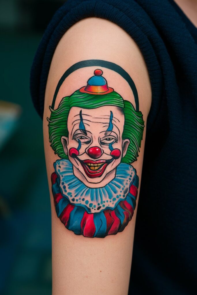 Funky Clown Farb-Tattoo