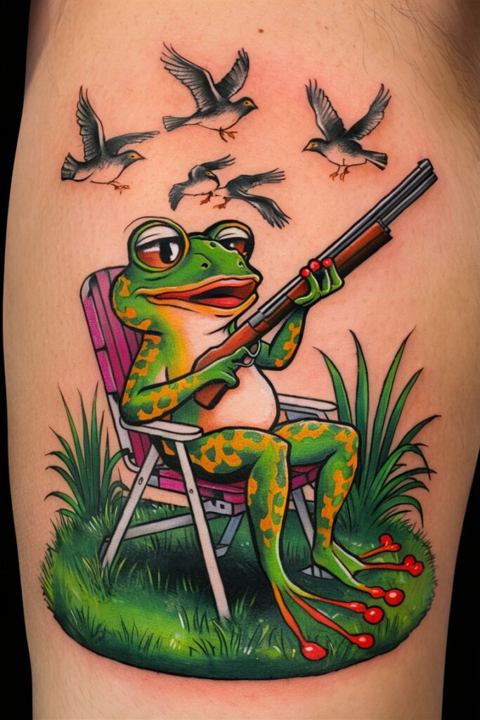 Funky Frosch-Tattoo