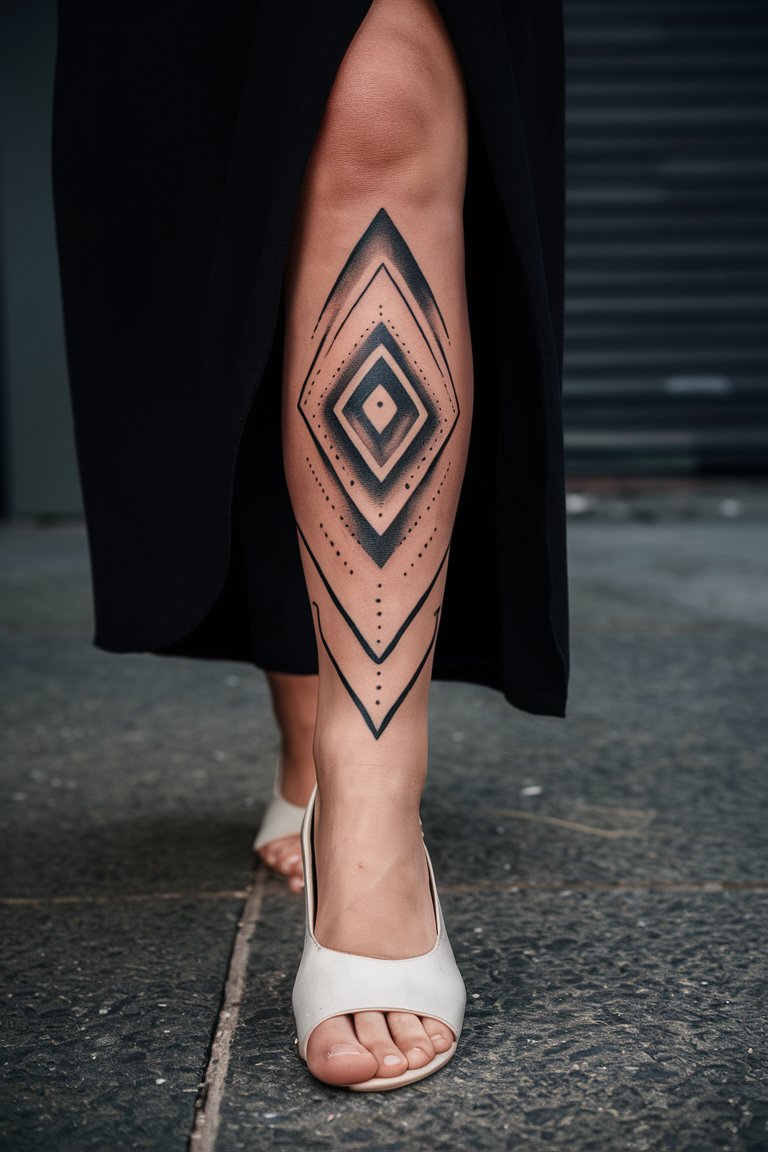 Geometrisches Bein Tattoo