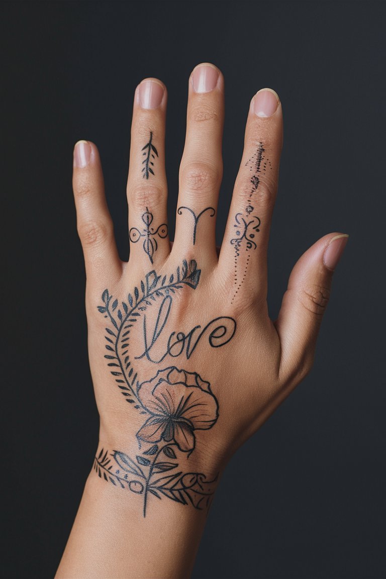 Kombinieren Sie Handtattoos