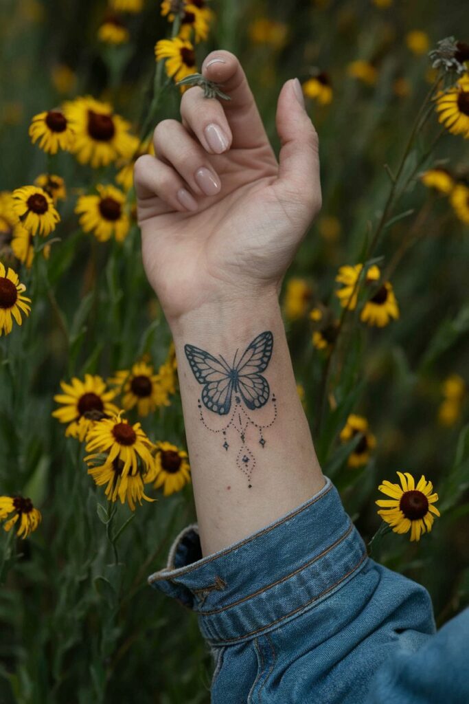 Magisches Schmetterling Tattoo am Handgelenk