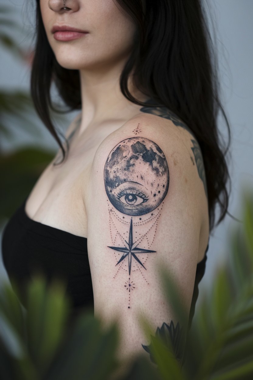 Mond, Auge, und Stern Tattoo