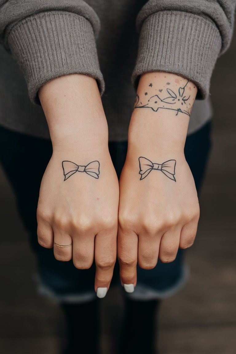 Niedliche kleine Schleifen Hand-Tattoos