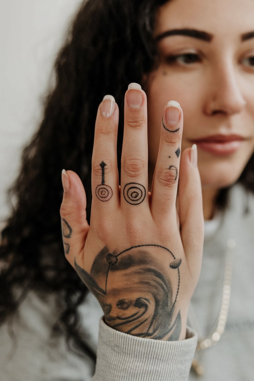 Niedliche kleine Spiral-Finger-Tattoos  