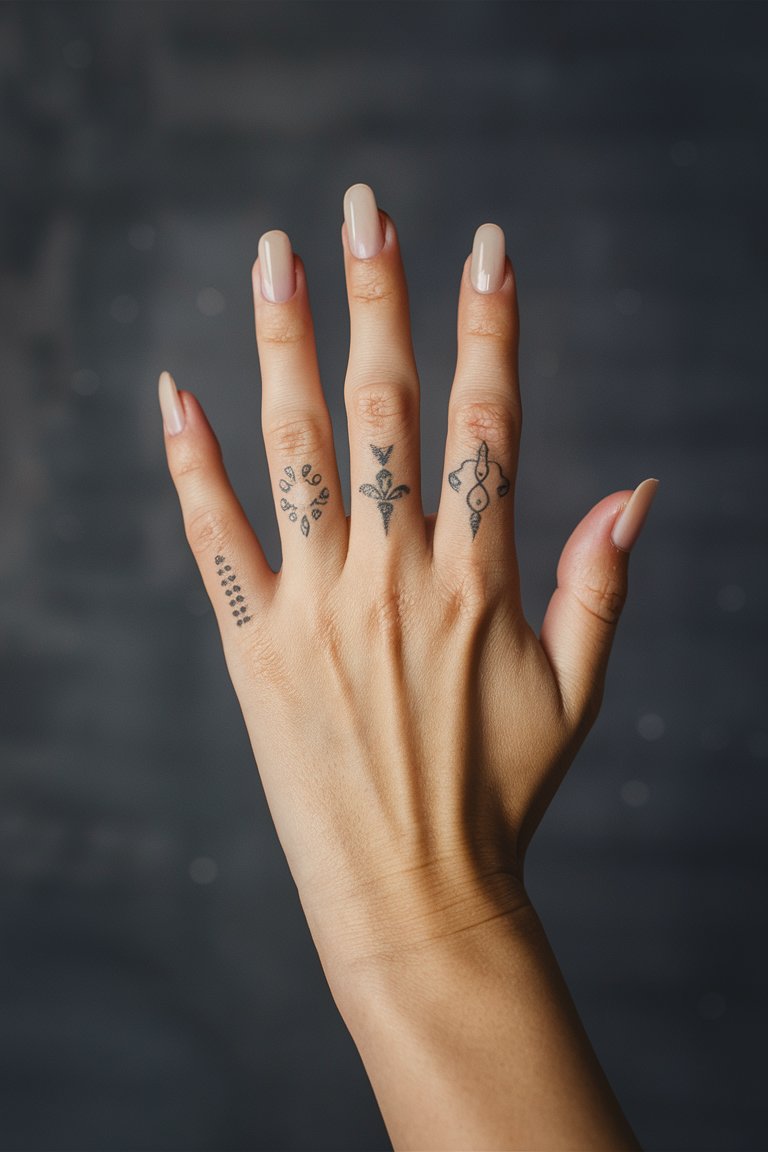 Ornamentale Finger Tattoos