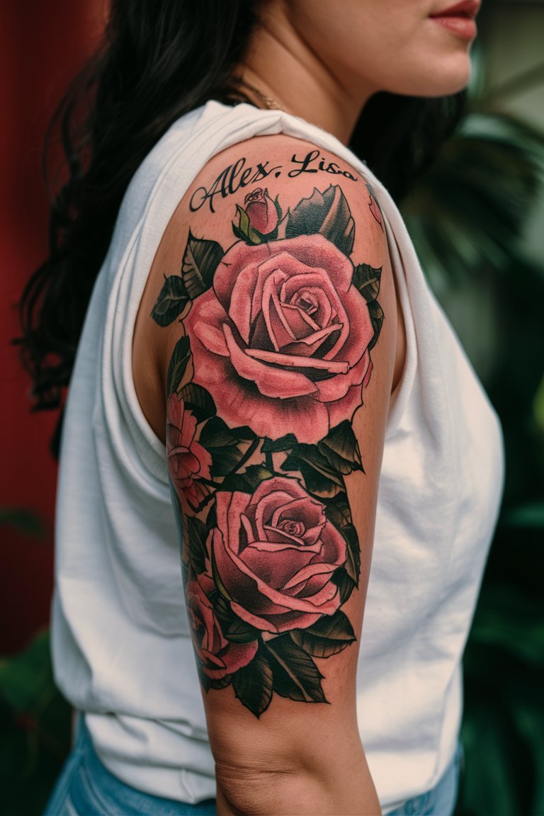 Rosen Halbarm Tattoo